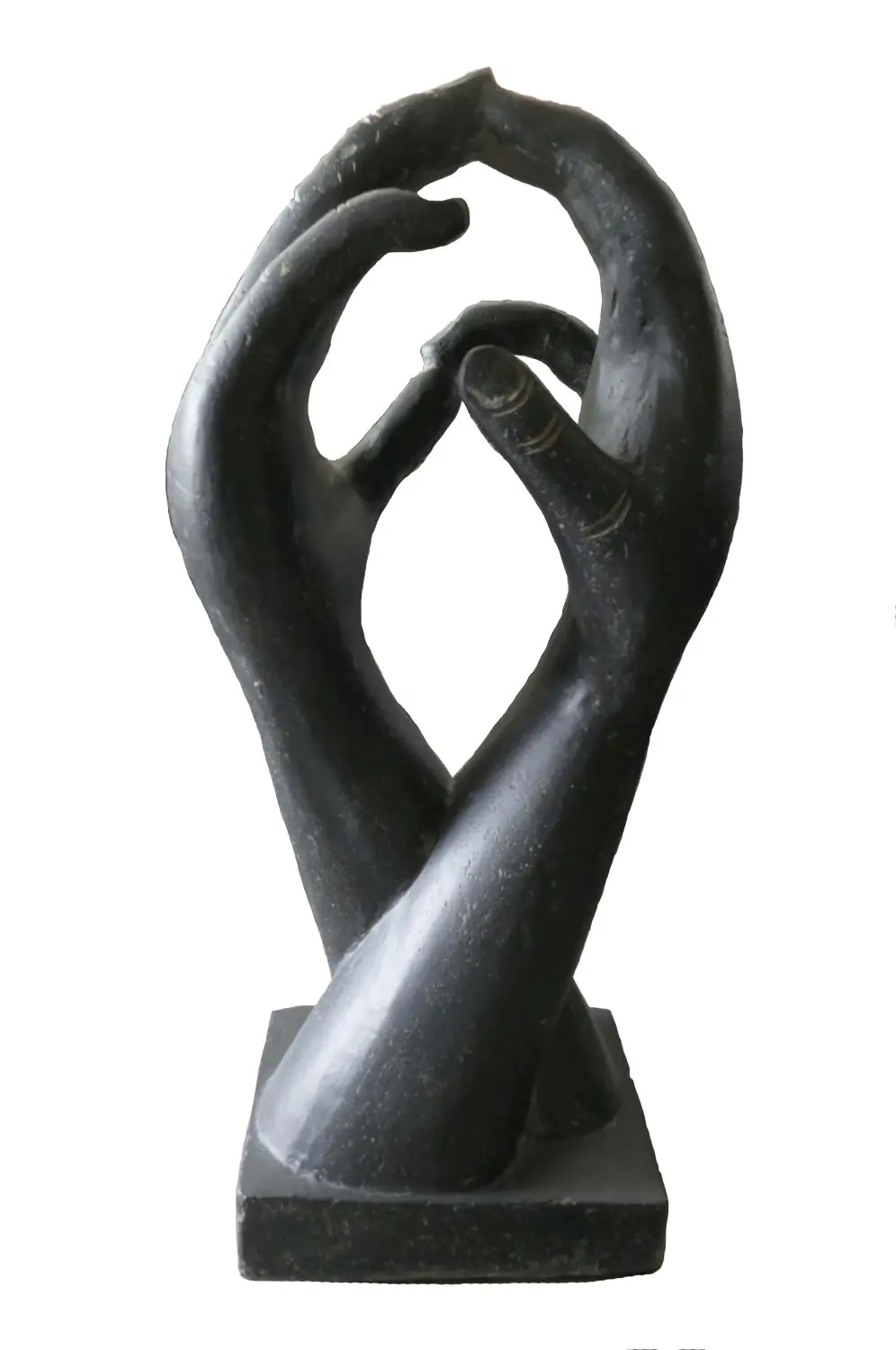  Product image 2 of the product “Abstract sculture, two hands upright on a base. 46 c 36 x 102cm. Stone cast, handcrafted & coloured ”